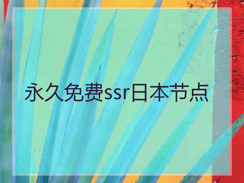 永久免费ssr日本节点