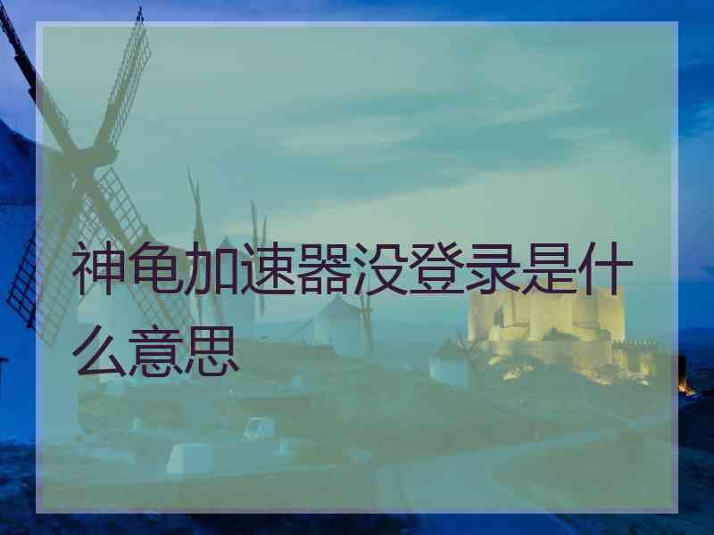 神龟加速器没登录是什么意思