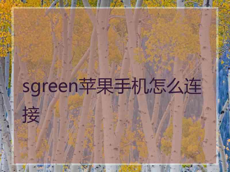 sgreen苹果手机怎么连接